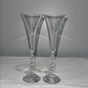 Millennium Glasses Champagne Flutes Crystal Year 2000 Set Of 2 Y2K